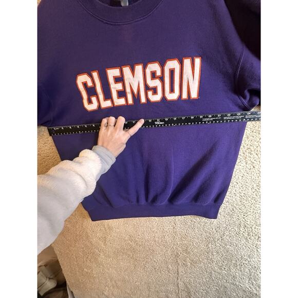 Vtg Clemson Tigers Champion Applique Letters Purple Crewneck Sweatshirt Sz L Y2K - Picture 12 of 16
